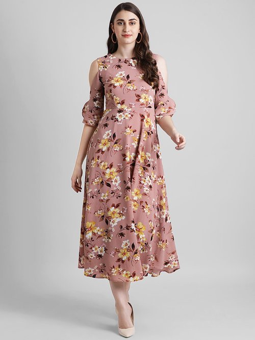 Zink London Pink Floral Print Dress Price in India