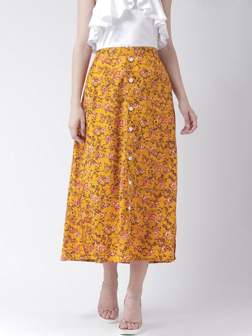 The Vanca Mustard Printed Skirt Price in India