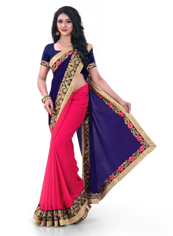Embroidered Daily Wear Poly Georgette Saree Price in India
