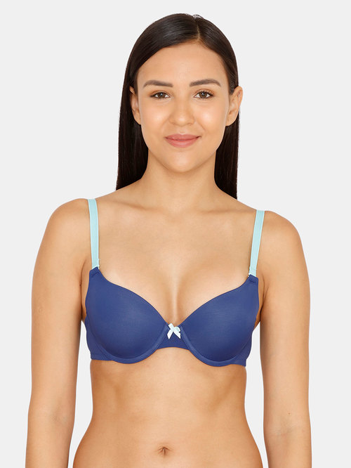 Zivame Blue Under Wired Padded Push Up Bra Price in India