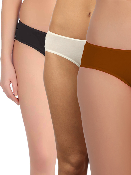 Triumph Off-White & Black Cotton Briefs - Pack Of 3 Price in India