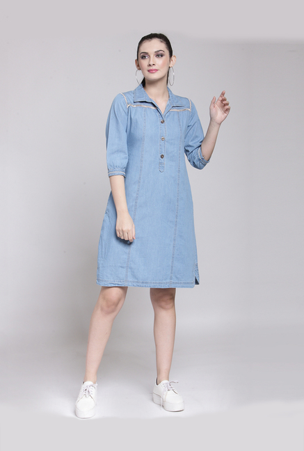 PlusS Blue Above Knee Dress Price in India