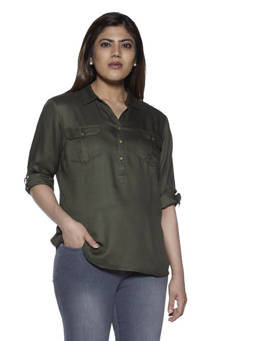 Gia Curve by Westside Olive Nora Shirt Price in India