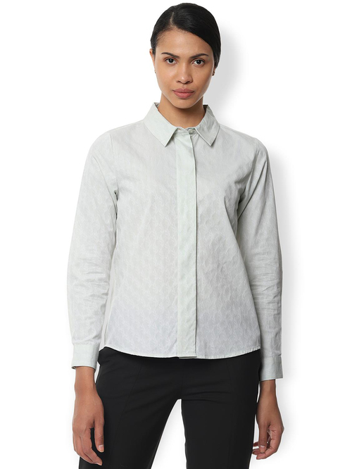 Van Heusen Light Green Self Print Shirt Price in India