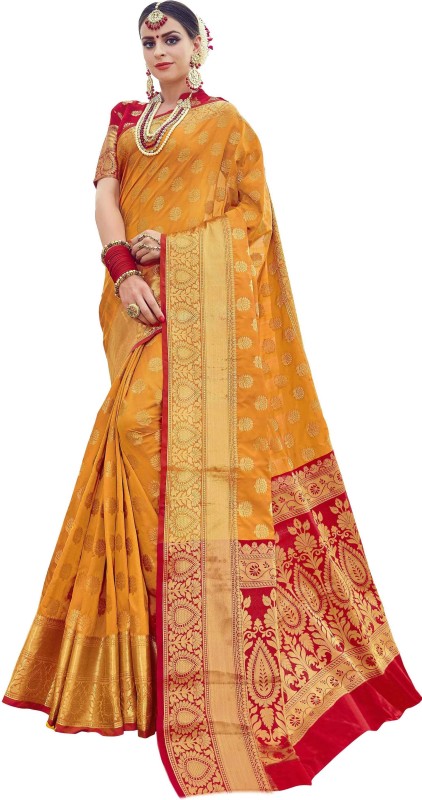 Woven, Embellished Banarasi Silk Blend Saree Price in India