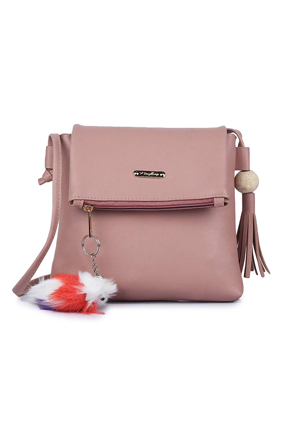 GLOSSY PU Sling Bag For Women - Pink Price in India