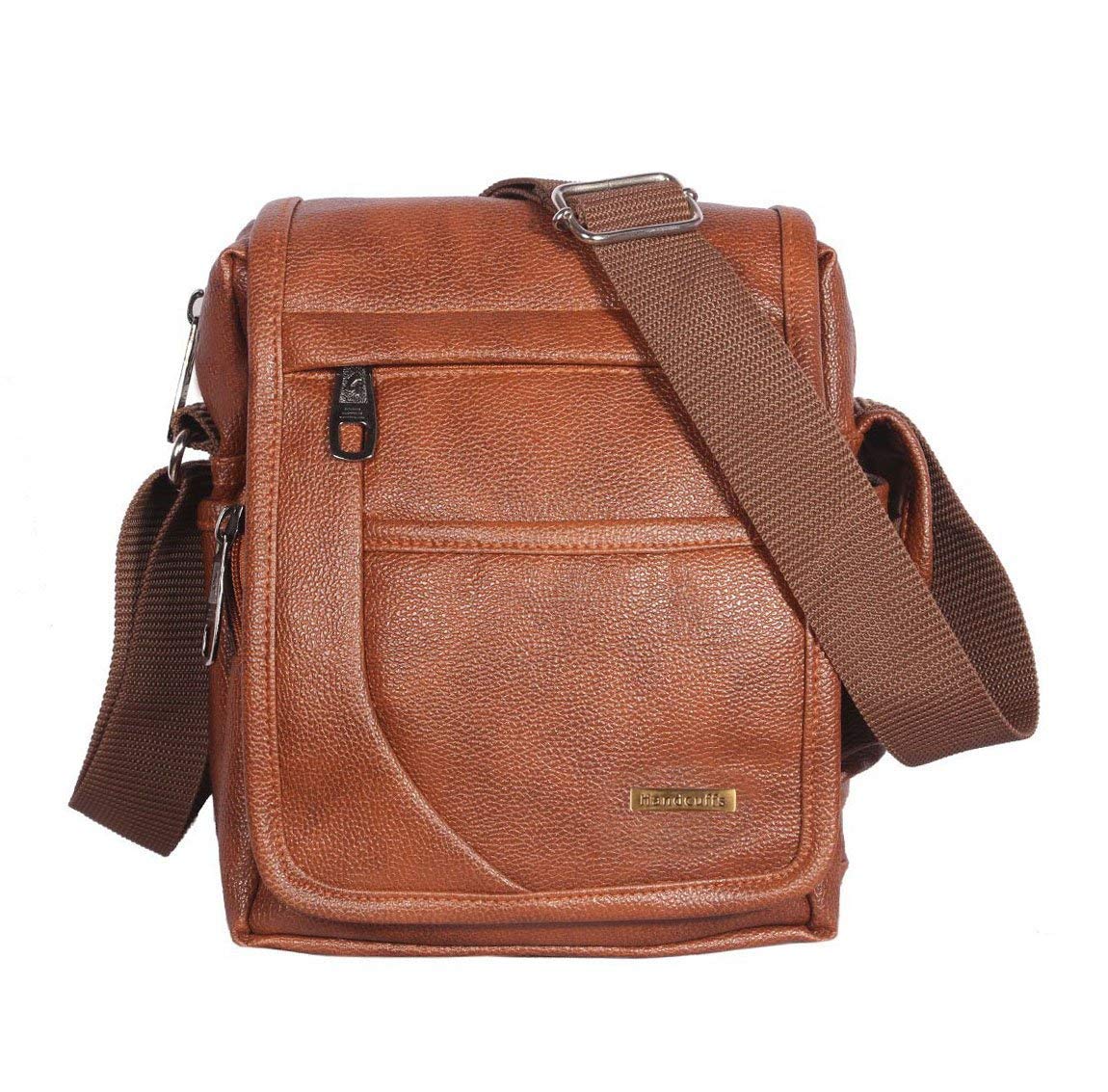 Handcuffs Mens Bag Messenger Bag Leather Shoulder Bags Travel Bag Crossbody Bags for Men Work Business - 10 Inch Price in India