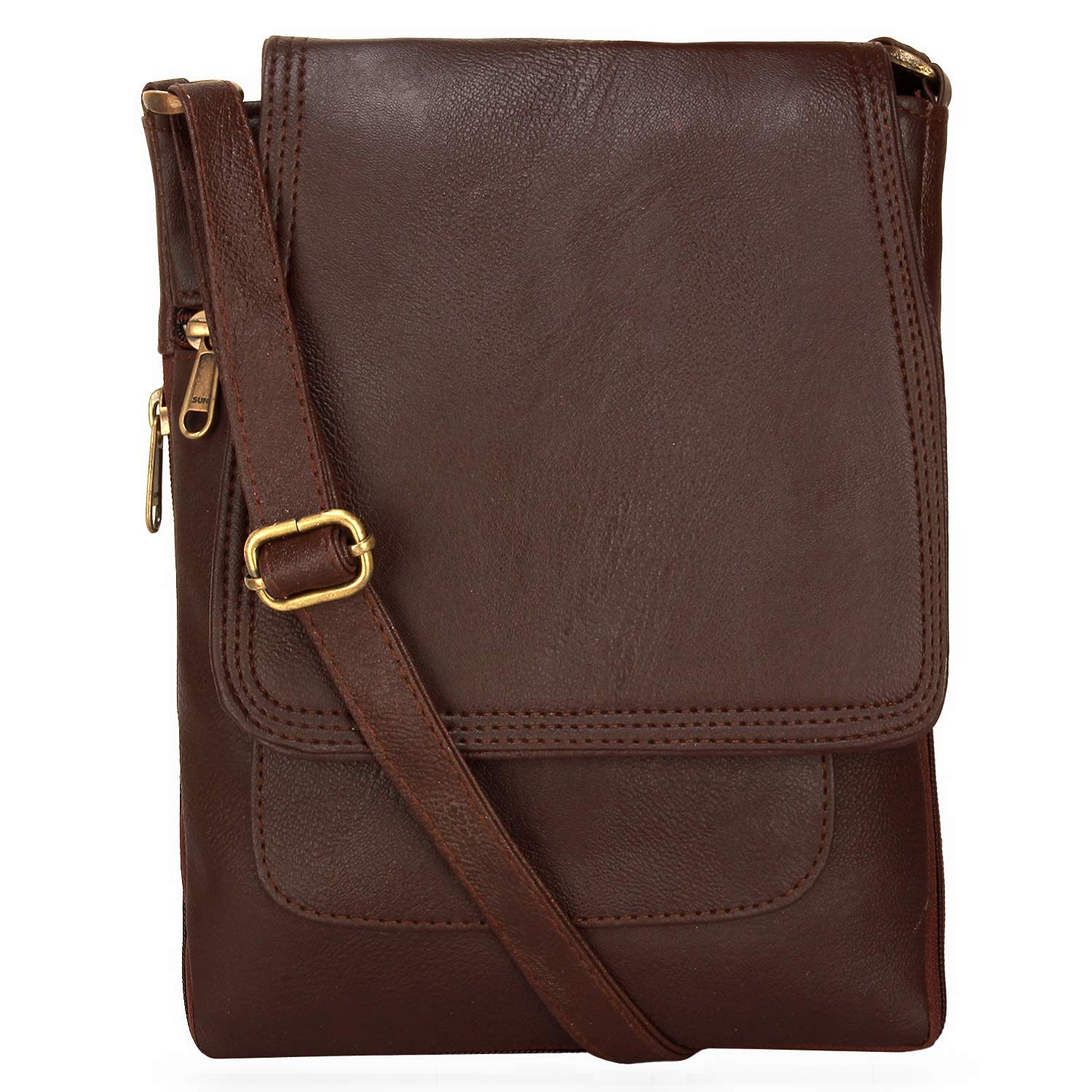 BumBart Collection Men's Brown Leather Sling Bag Price in India