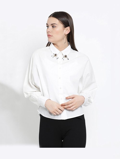 Kazo White Embellished Shirt Price in India