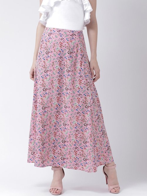 The Vanca Pink Printed Skirt Price in India