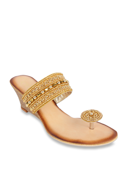 Catwalk Golden Ethnic Wedges Price in India