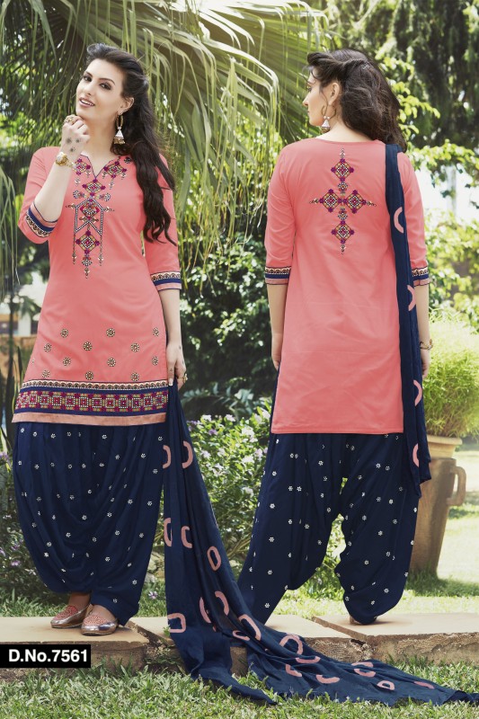 Kvsfab Cotton Embroidered Salwar Suit Material Price in India