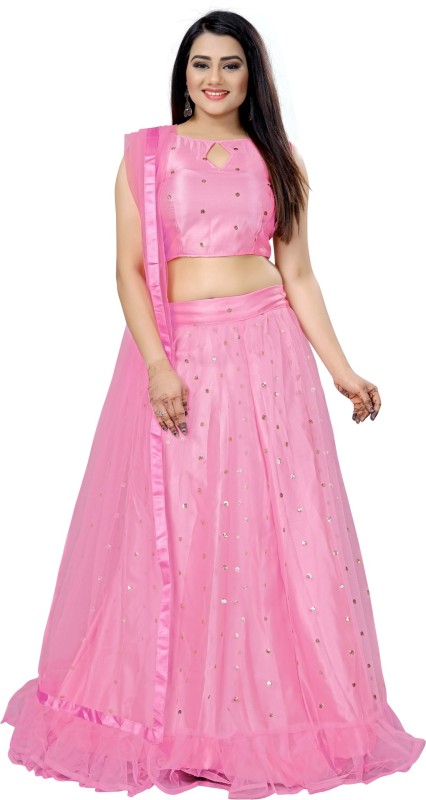 Embroidered Semi Stitched Lehenga, Choli and Dupatta Set Price in India