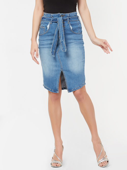 Bebe Blue Above Knee Skirt Price in India