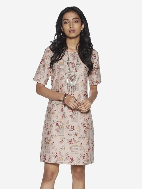 green emerald velvet dress Buy Bombay Paisley Red Floral Pattern Cotton A-Line Dress from Westside main image 1