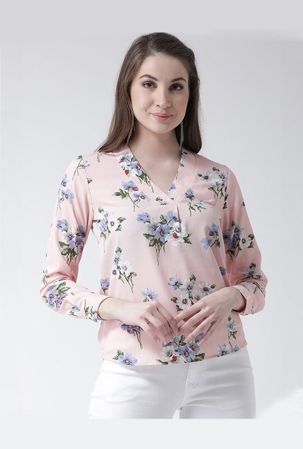 The Vanca Peach Floral Print Top Price in India