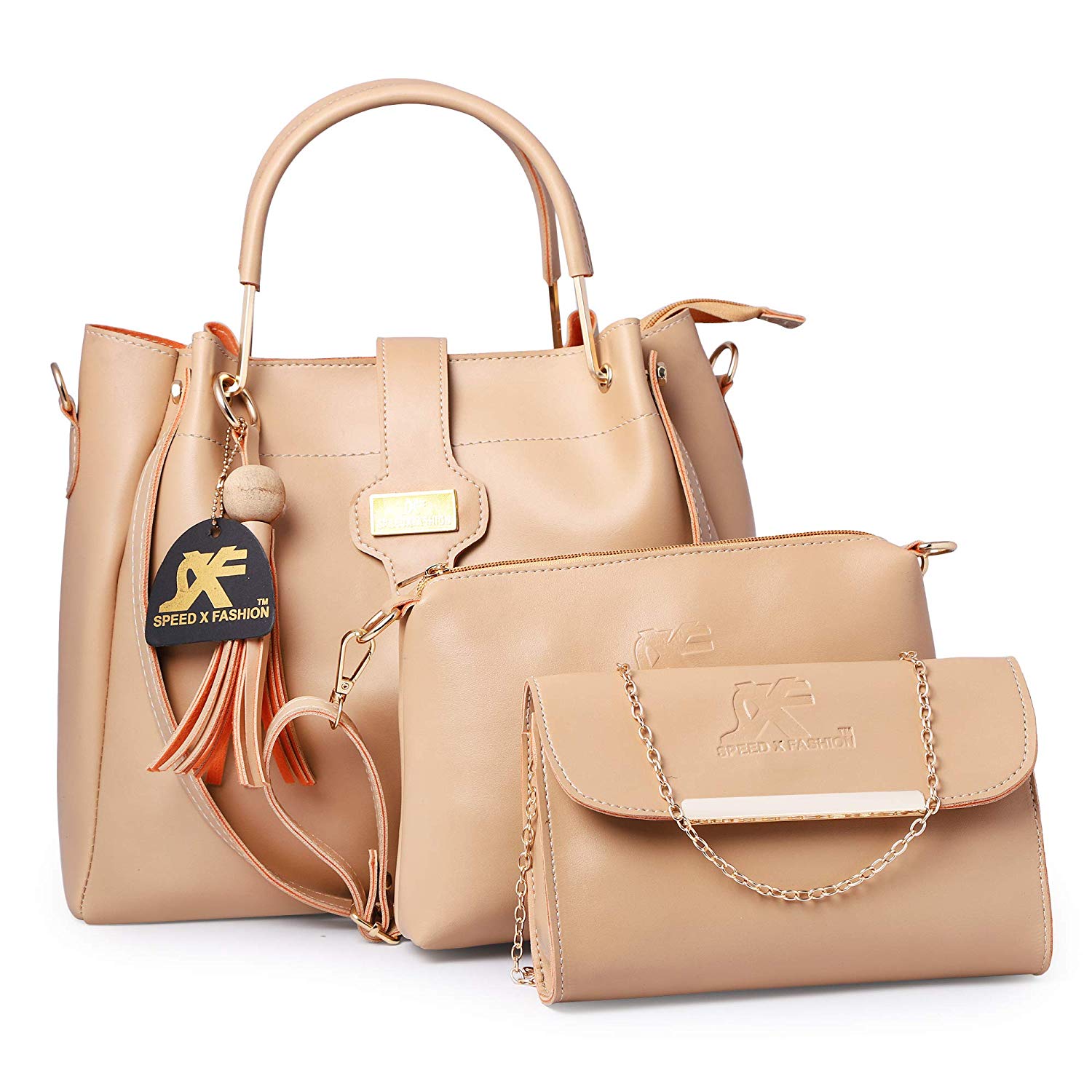 Speed X Fashion Women's Leather Handbag(Cream) Price in India
