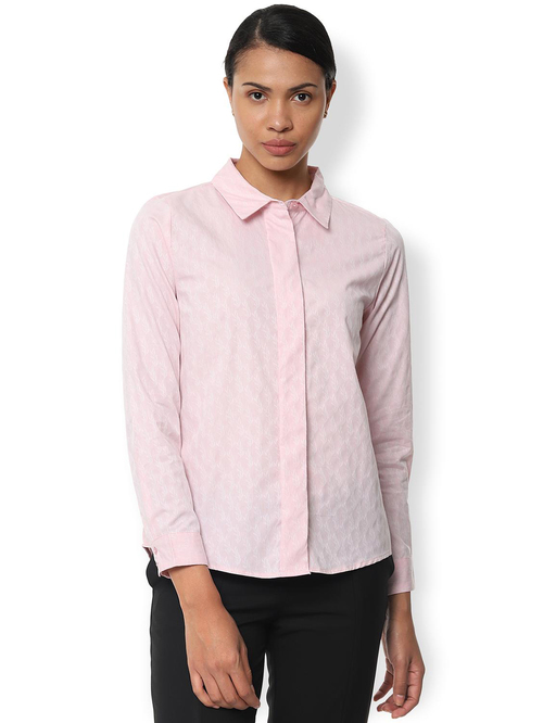 Van Heusen Pink Self Print Shirt Price in India