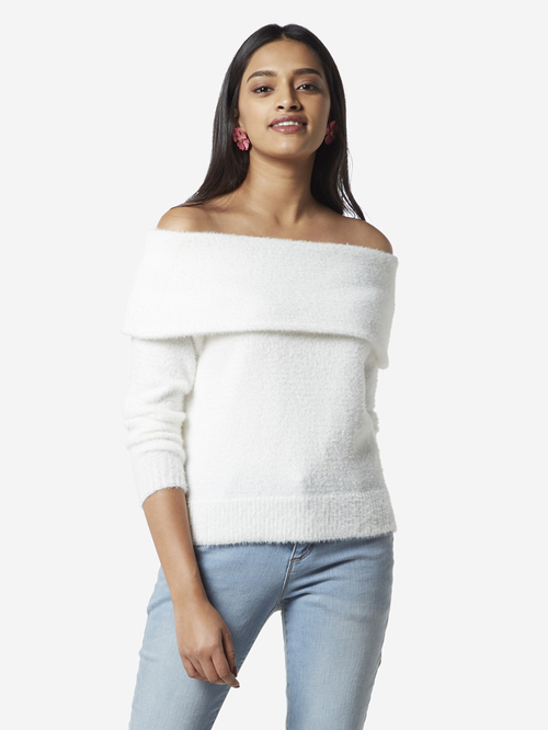 LOV by Westside White Deborah Knit Top Price in India