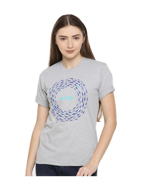 One For Blue Grey Printed T-Shirt Price in India