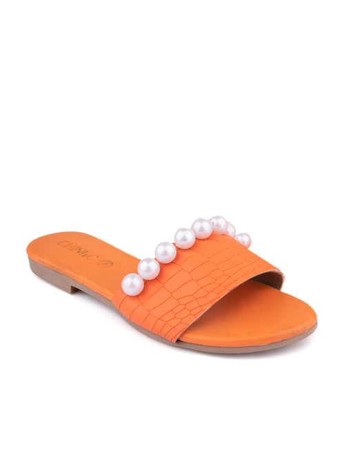 Chini C Orange Ethnic Sandals Price in India