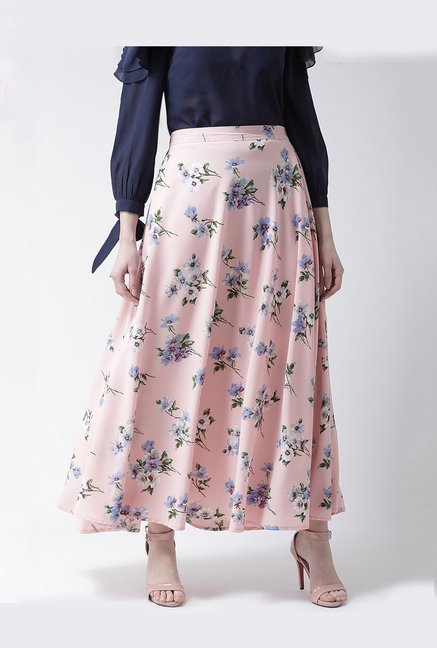 The Vanca Peach Floral Print Maxi Skirt Price in India