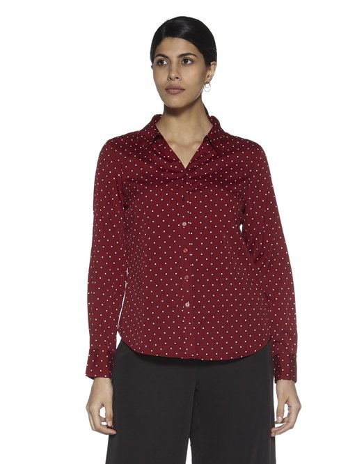 Wardrobe by Westside Maroon Polkadot Agnus Shirt Price in India