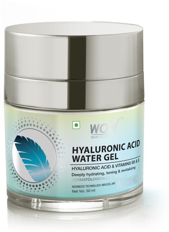 WOW Skin Science Hyaluronic Acid Water Gel for Hydration, Toning - with Hyaluronic Acid & Vitamins B5 & E - For All Skin Types - No Parabens, Silicones, Color, Mineral Oil & Synthetic Fragrance - 50mL Price in India