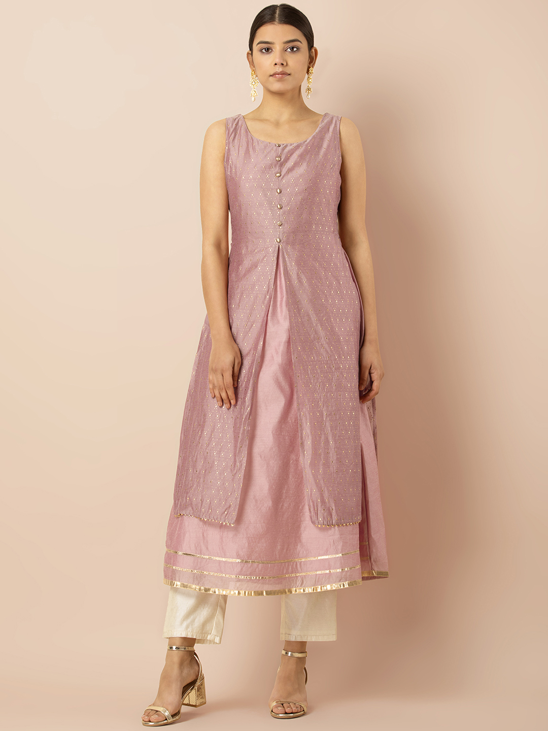 INDYA Women Mauve Embellished Anarkali Kurta Price in India