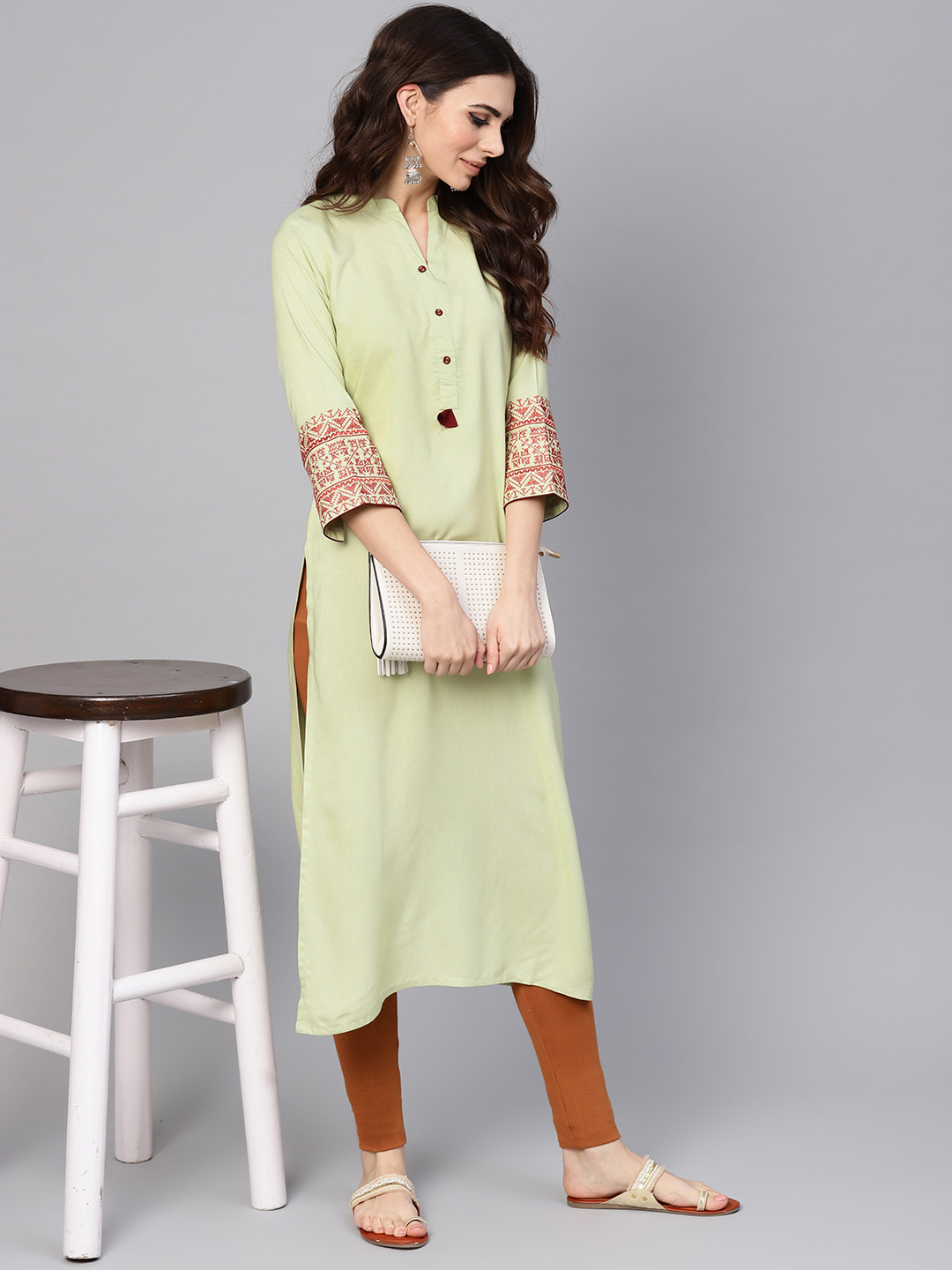 Libas Women Green Solid Straight Kurta Price in India