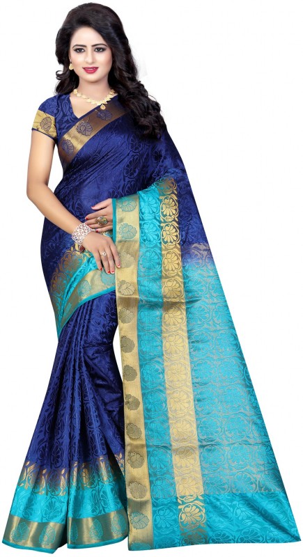 Self Design Kanjivaram Cotton Silk Saree Price in India