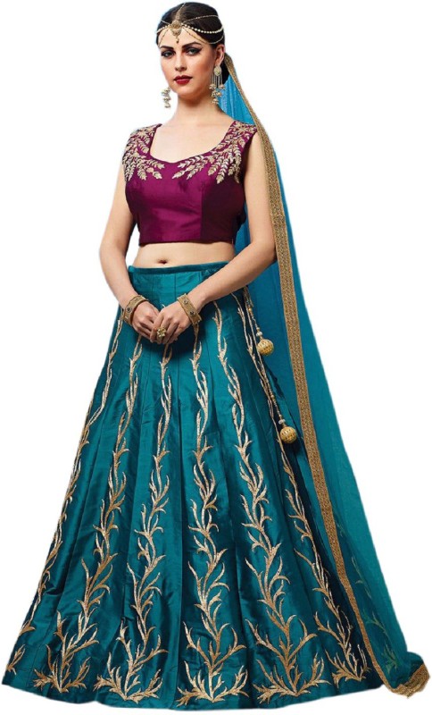 Embroidered Semi Stitched Lehenga Choli Price in India