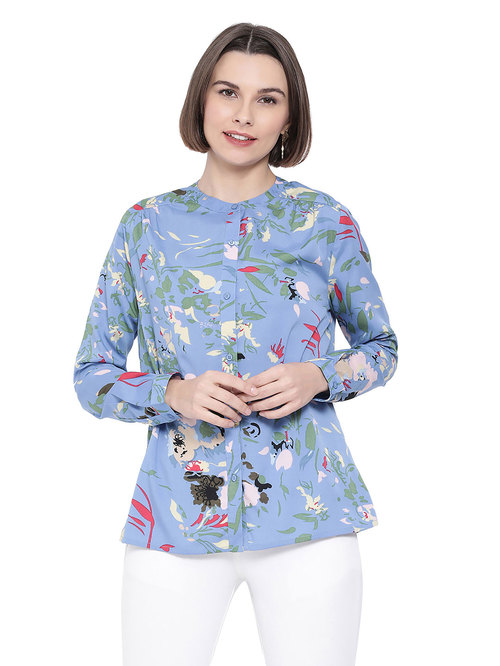 Oxolloxo Blue Floral Detour Glam Shirt Price in India