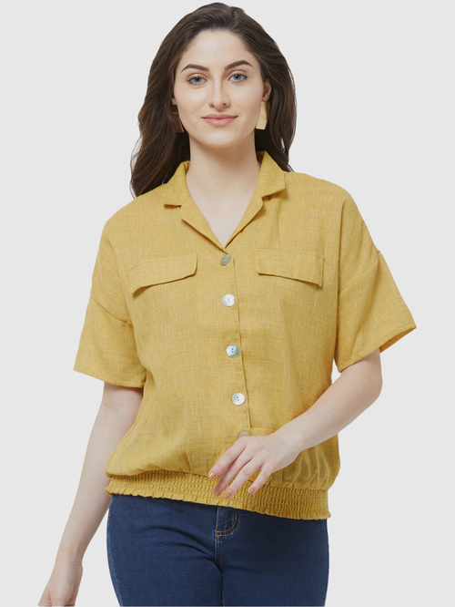 109 F Mustard Regular Fit Shirt Style Top Price in India