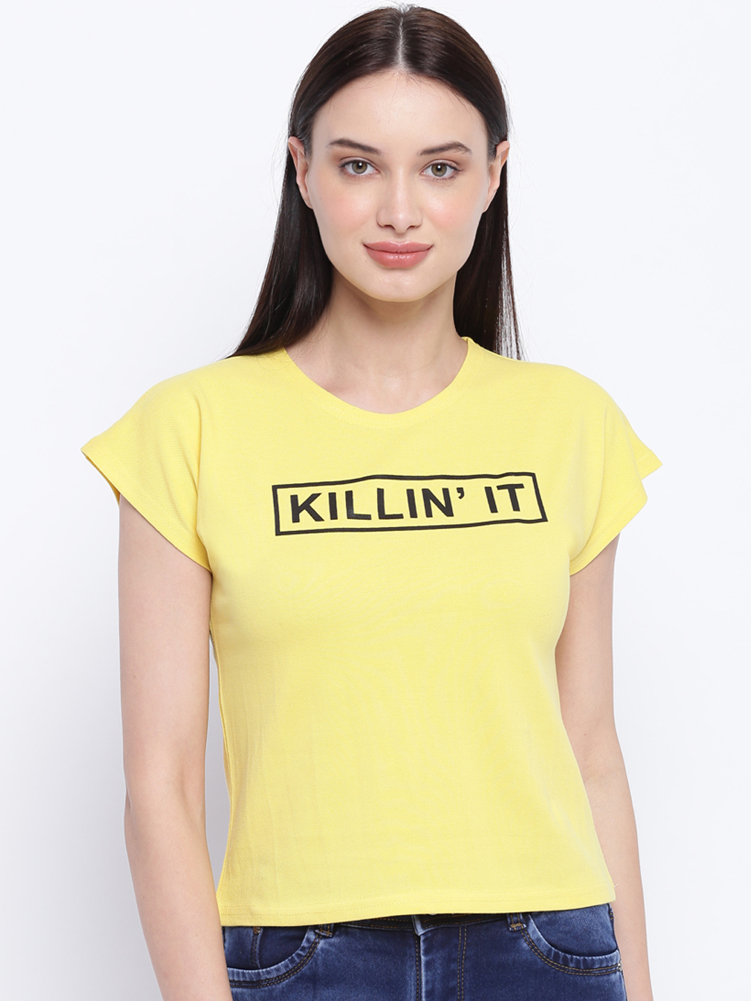 Everlush Women Yellow Printed Top Price in India