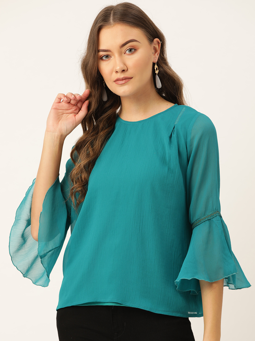 Zuziz Women Blue Solid Top Price in India