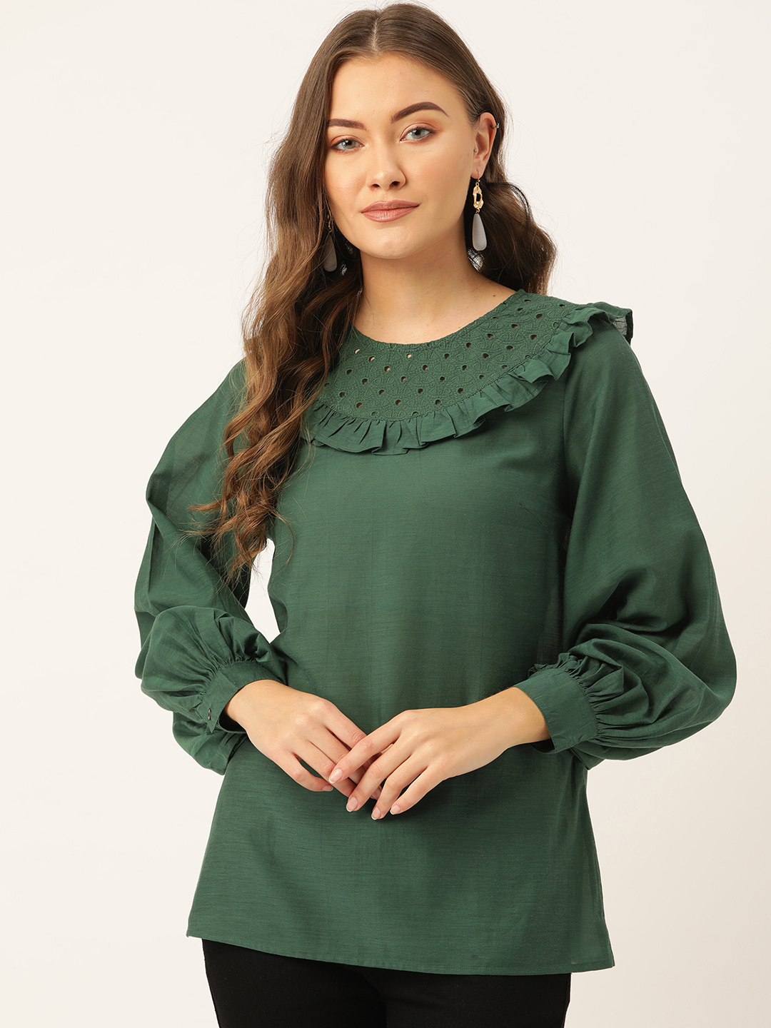 Zuziz Women Green Solid Top Price in India