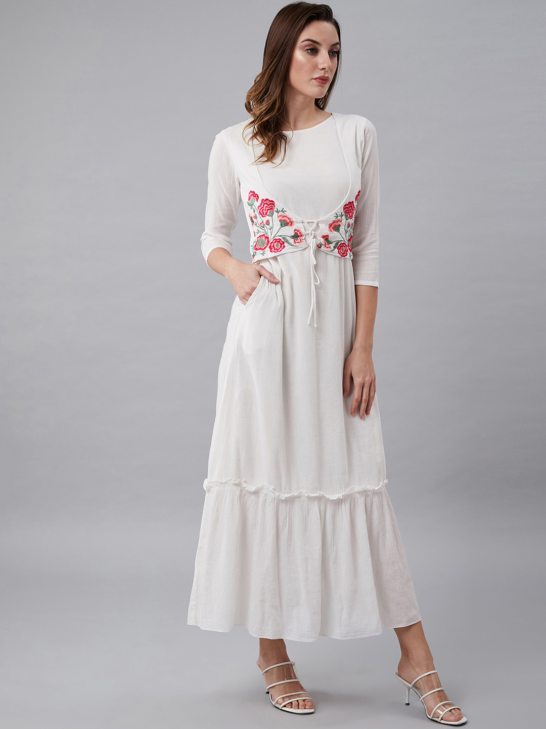 athena women's fit and flare pink dress