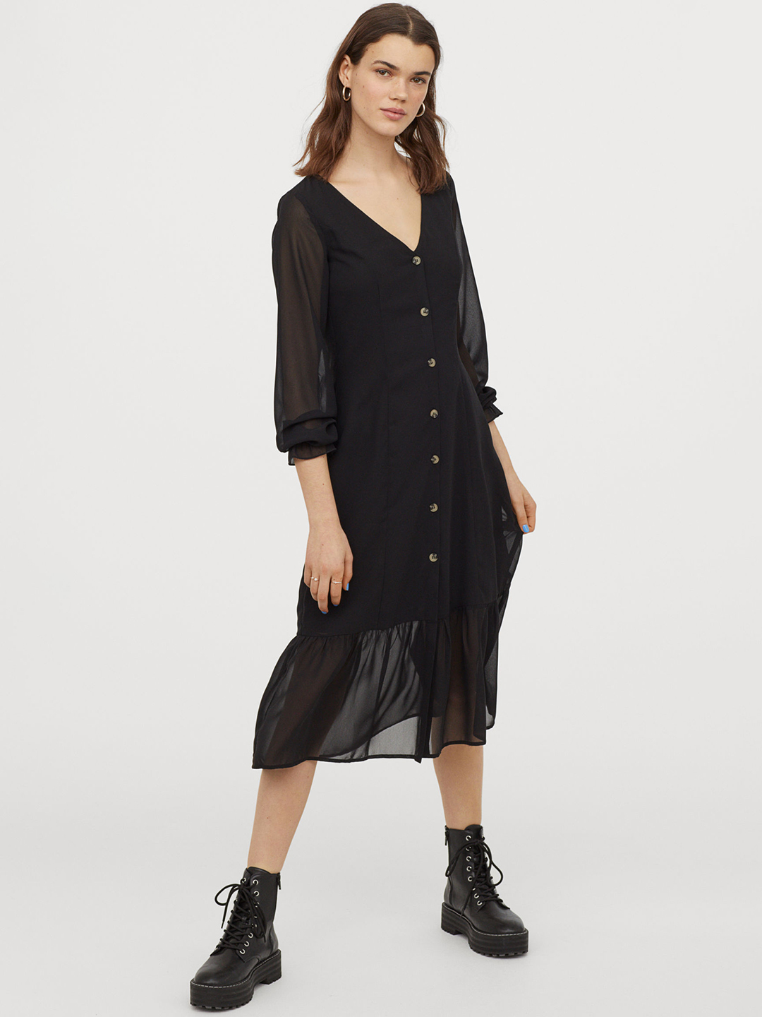 H&M Women Black Button-Front Dress Price in India