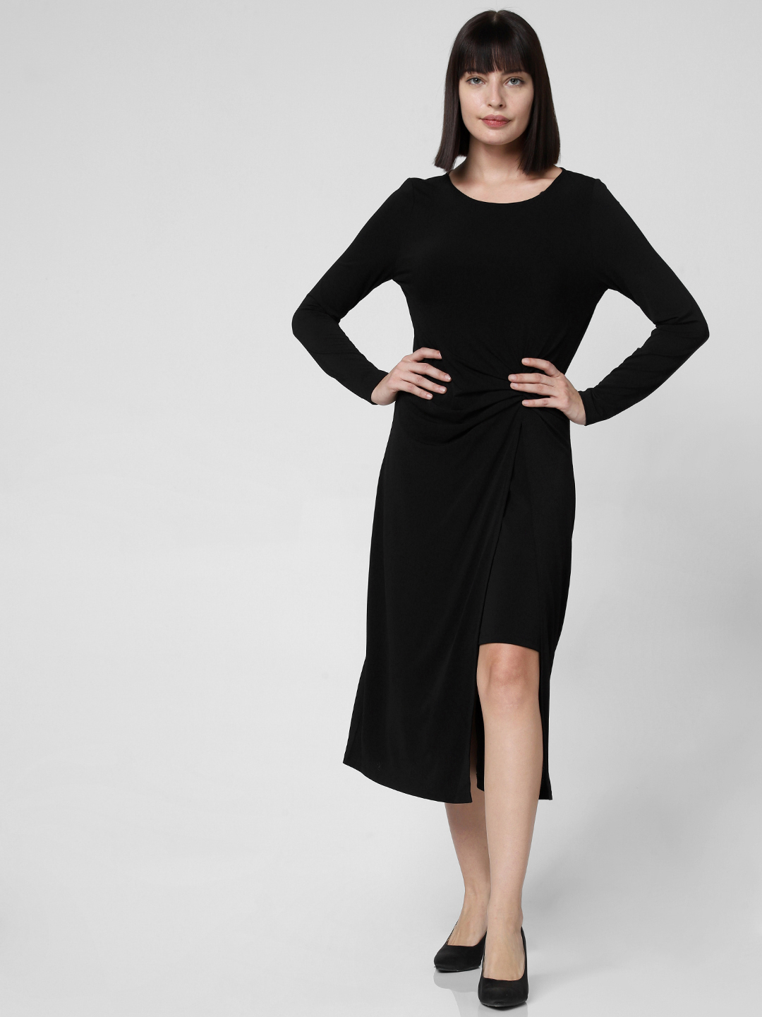 Vero Moda Women Black Solid Fit and Flare Dress Price in India