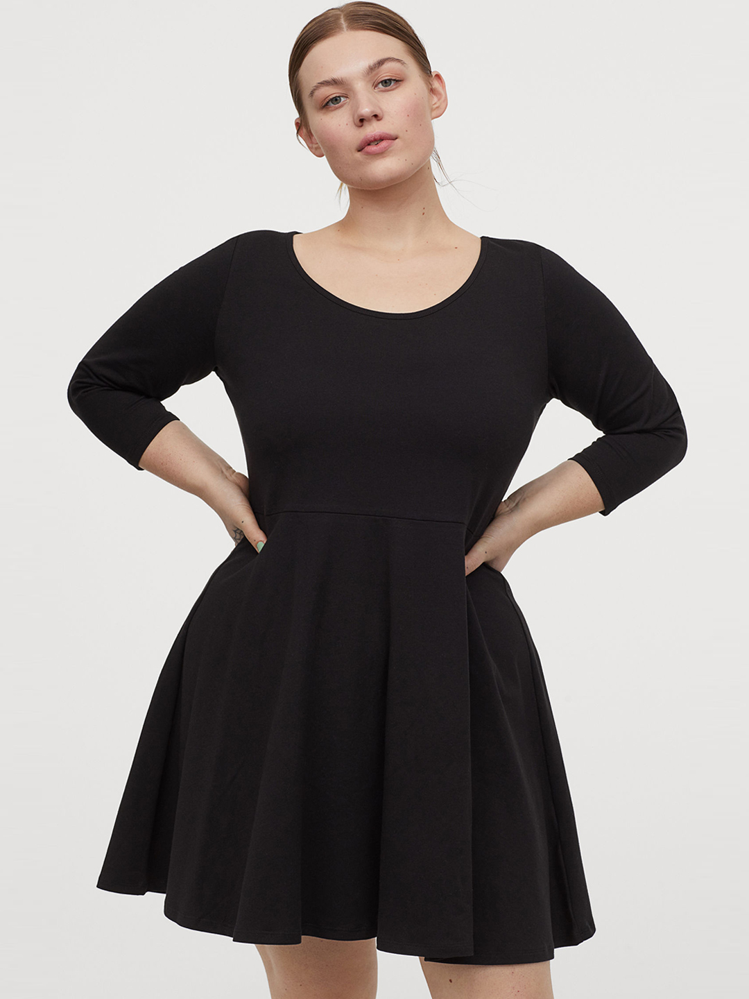 H&M+ Women Black Bell-Shaped Jersey Dress Price in India