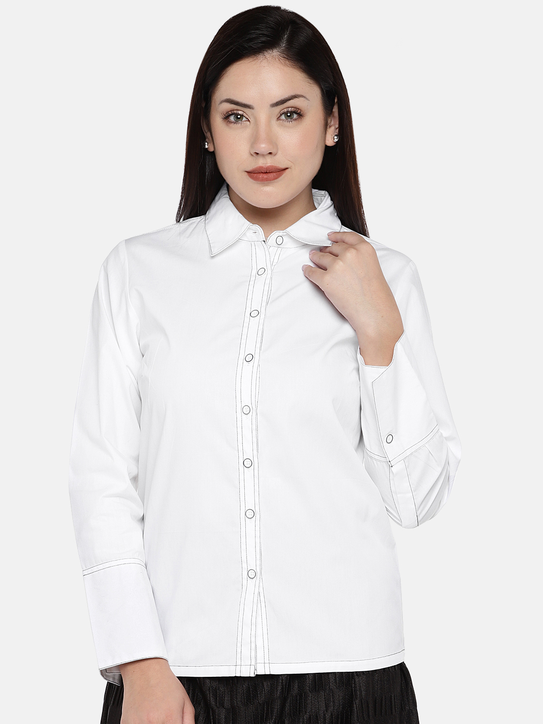 The Label Life Women White Regular Fit Solid Casual Shirt Price in India