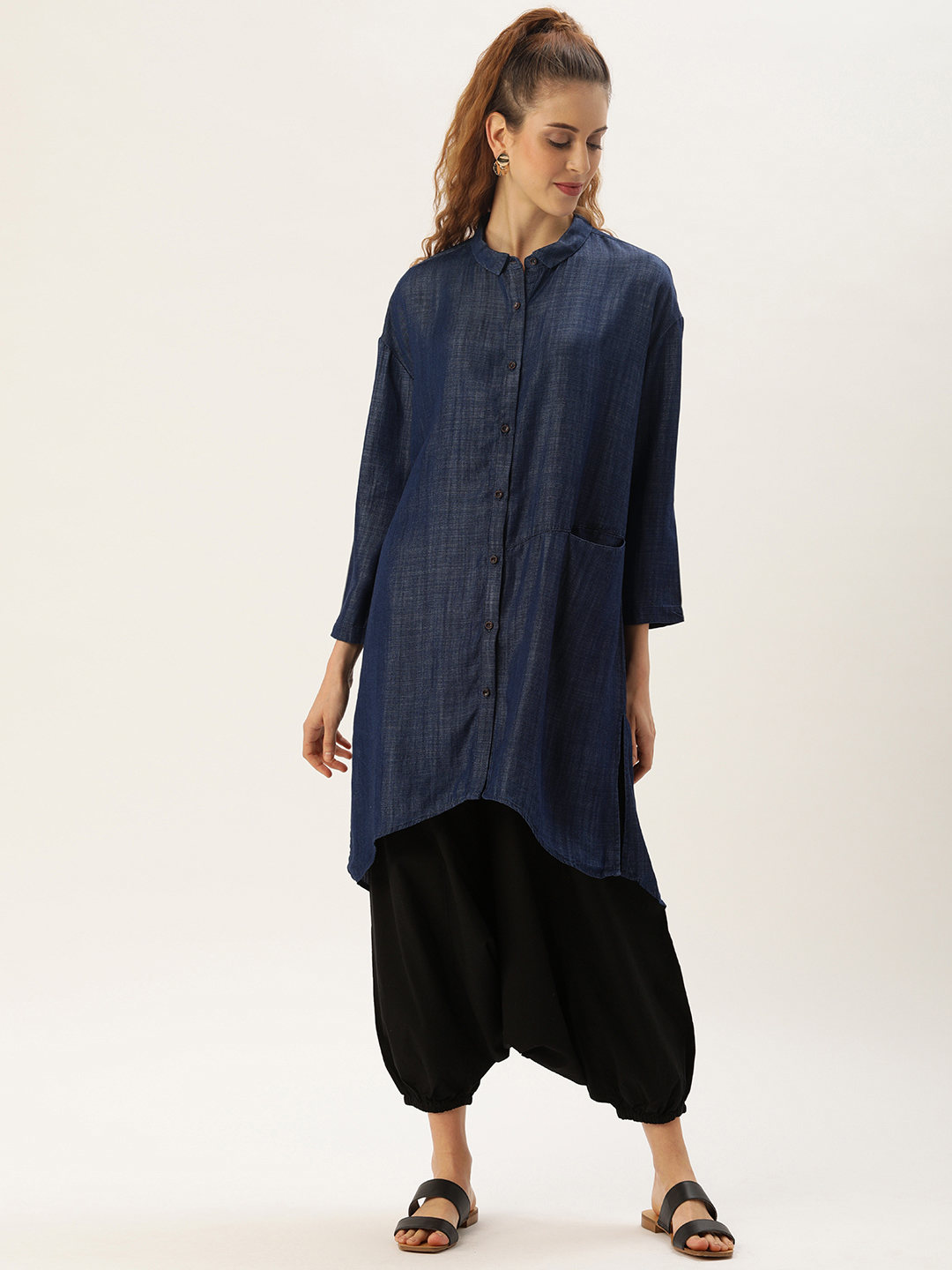 MERAKI Women Navy Blue Regular Fit Solid Casual Shirt Price in India