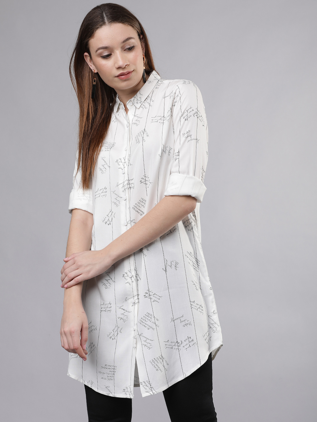 Tokyo Talkies Women White Regular Fit Printed Casual Shirt Price in India