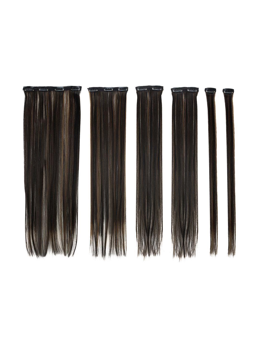 Rozia Women 24 Inches Straight 6-Pieces Synthetic Hair Extensions Price in India