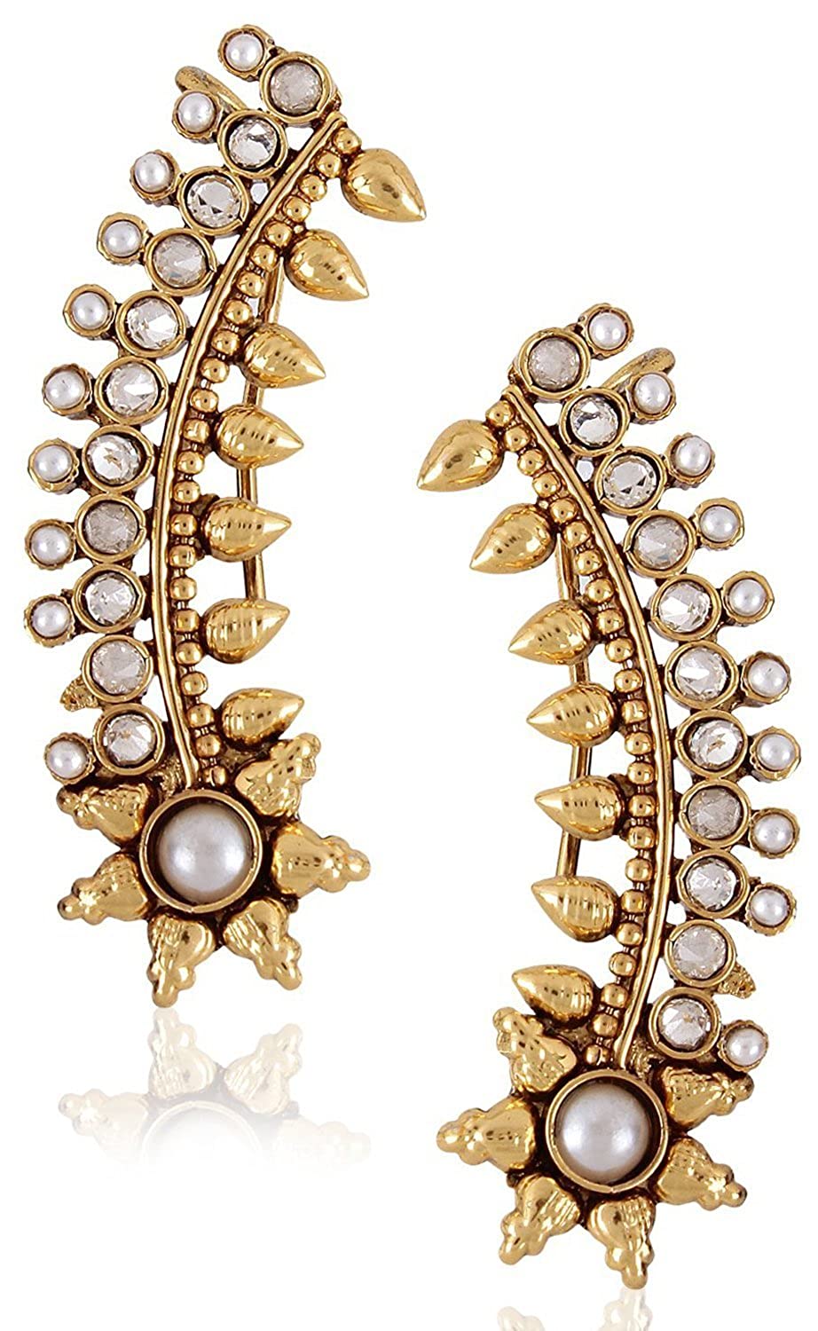 Shining Diva Party Wear Fancy Ear Cuffs Earrings for Girls & Women(Golden)(rrsd6783er) Price in India