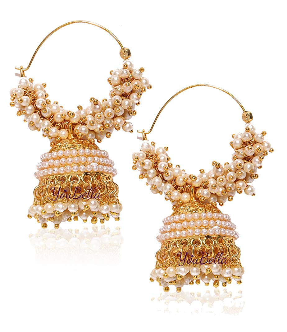 YouBella Gold pearl Hoop earrings for Women Price in India