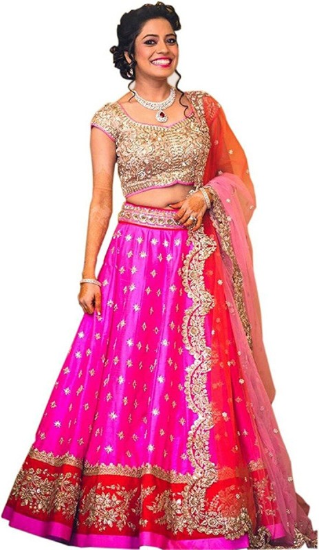 Embroidered Semi Stitched Lehenga Choli Price in India