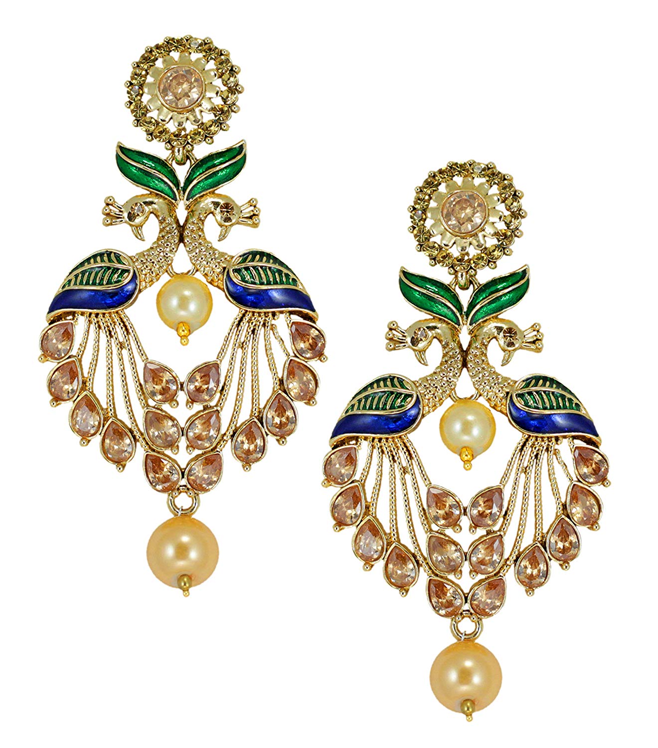 Zaveri Pearls attractive Peacock Design Pearl Drop Earring For Women - ZPFK5454 Price in India