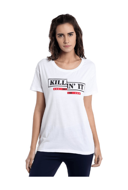 Vero Moda White Printed T-Shirt Price in India